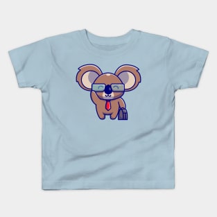 Cute Koala Businessman Holding Suitcase Cartoon Kids T-Shirt